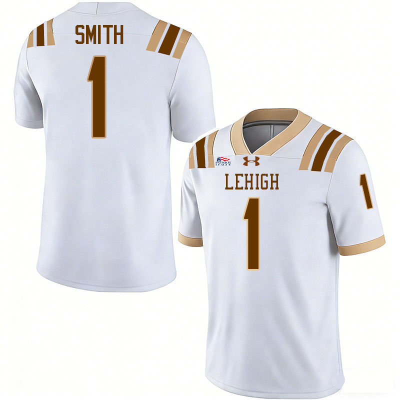 Lehigh Mountain Hawks #1 Mekhai Smith College Football Jerseys,Uniforms-White